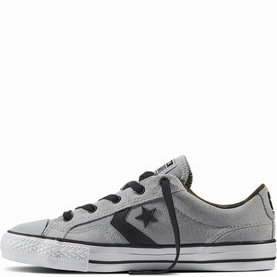 Converse Star Player Camo Suede Low Tops Womens - Grey/Black/White Shoes (294CXDTO)